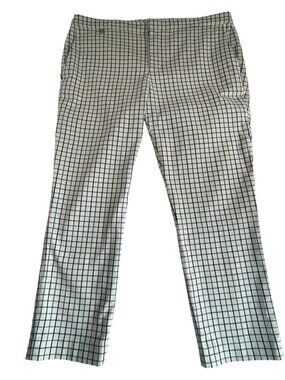 Lauren Ralph Lauren Windowpane Pants Size 16 Blue White Stretch
